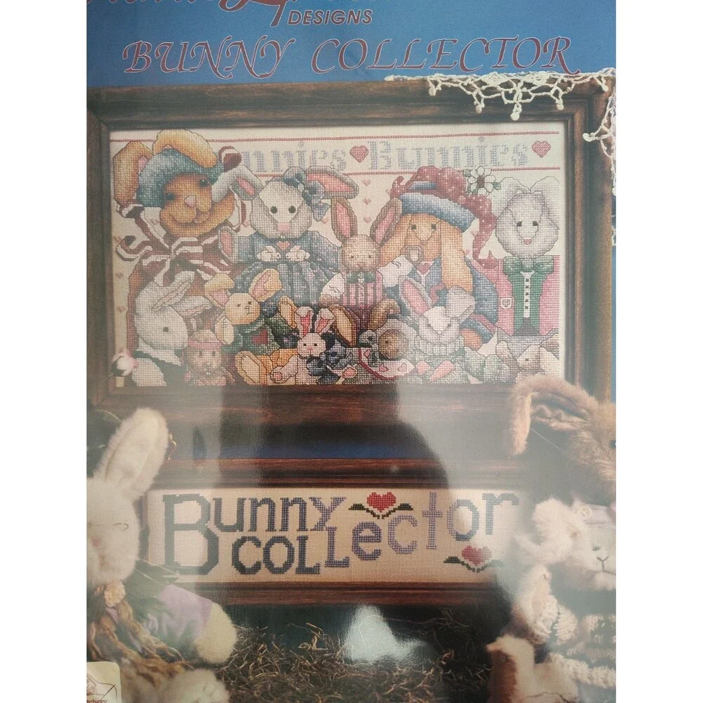 Vintage Alma Lynne BUNNY COLLECTOR Cross Stitch Pattern Book Leaflet ALX-121...